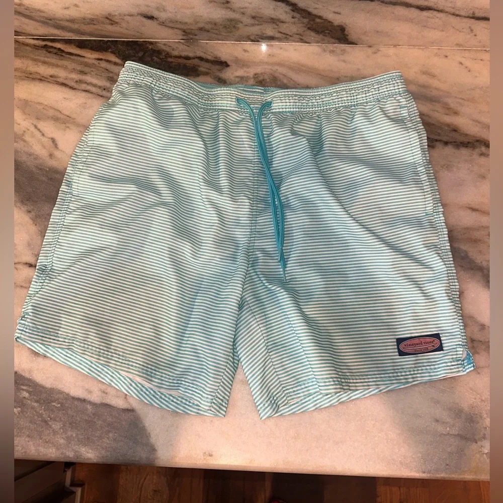 Vineyard Vines Size Large Men's Striped Swim Shorts - Blue‎